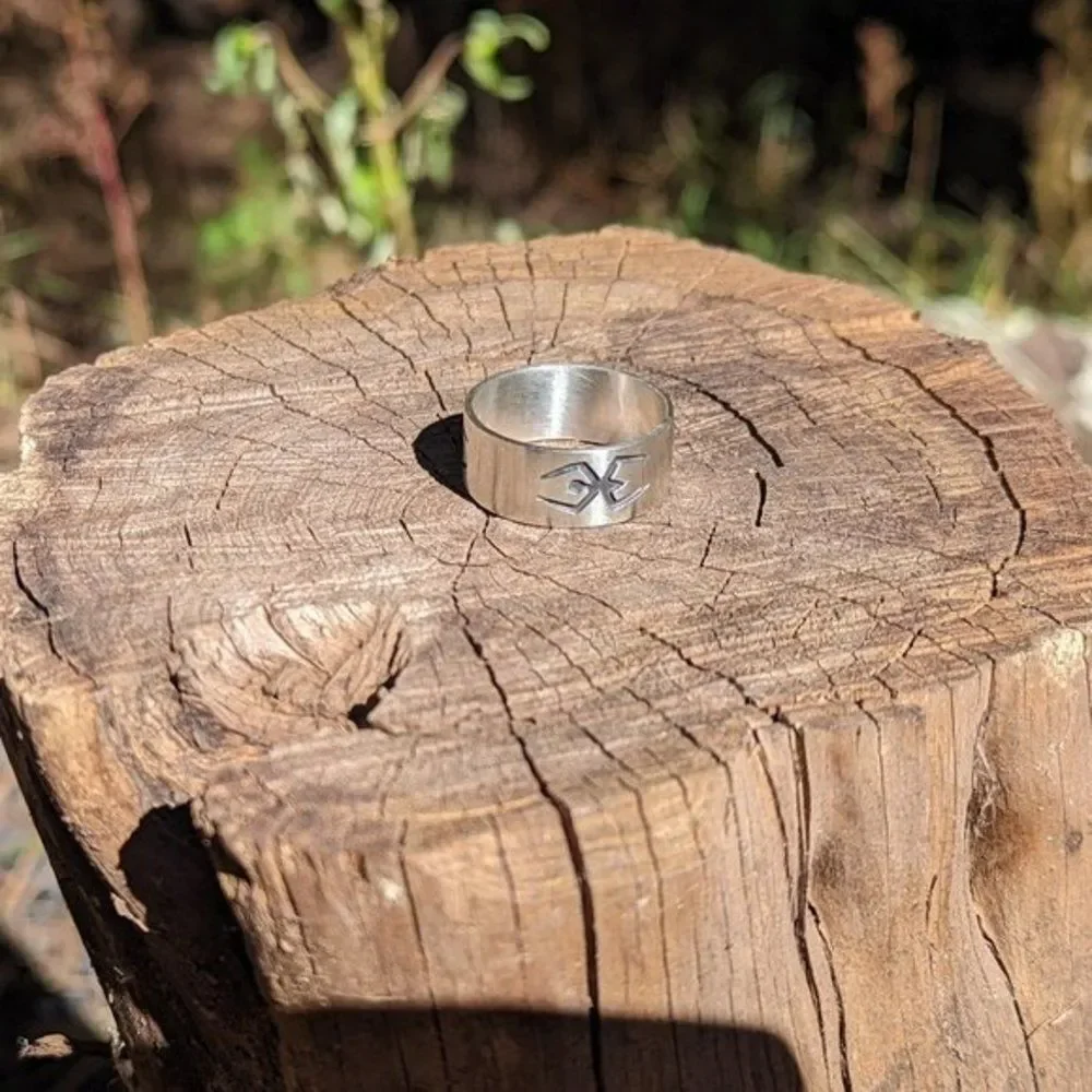 Unisex Navajo Ring Silver Overlay Native American Handmade Jewelry‎ Sz 12.5 **